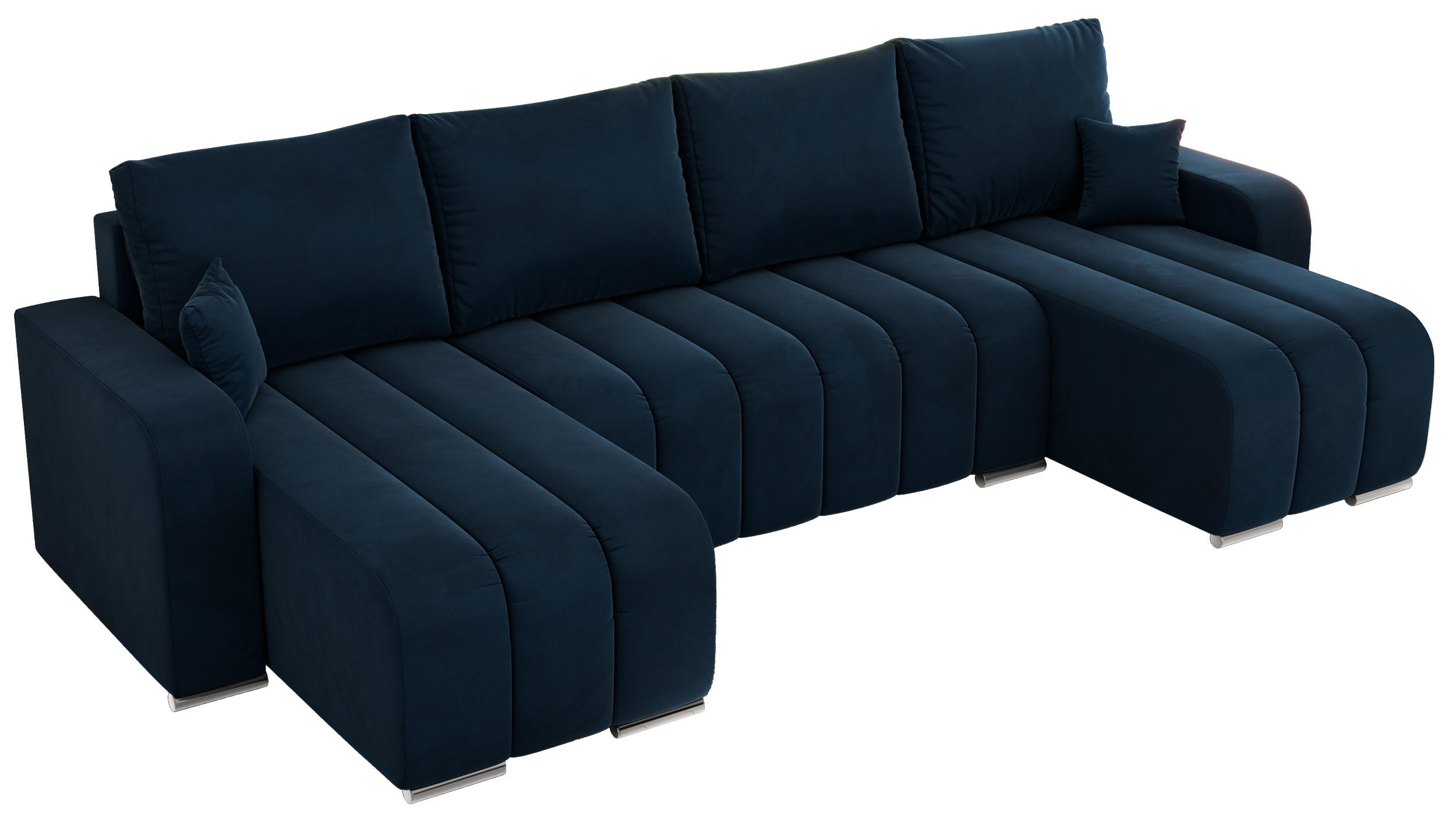 WOHNLANDSCHAFT KIRASSO U Dunkelblau Velvet - Dunkelblau/Grau, Textil/Metall (320/86/147cm) - MKS