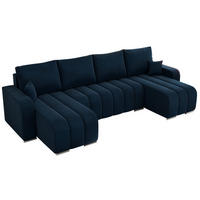 WOHNLANDSCHAFT KIRASSO U Dunkelblau Velvet - Dunkelblau/Grau, Textil/Metall (320/86/147cm) - MKS