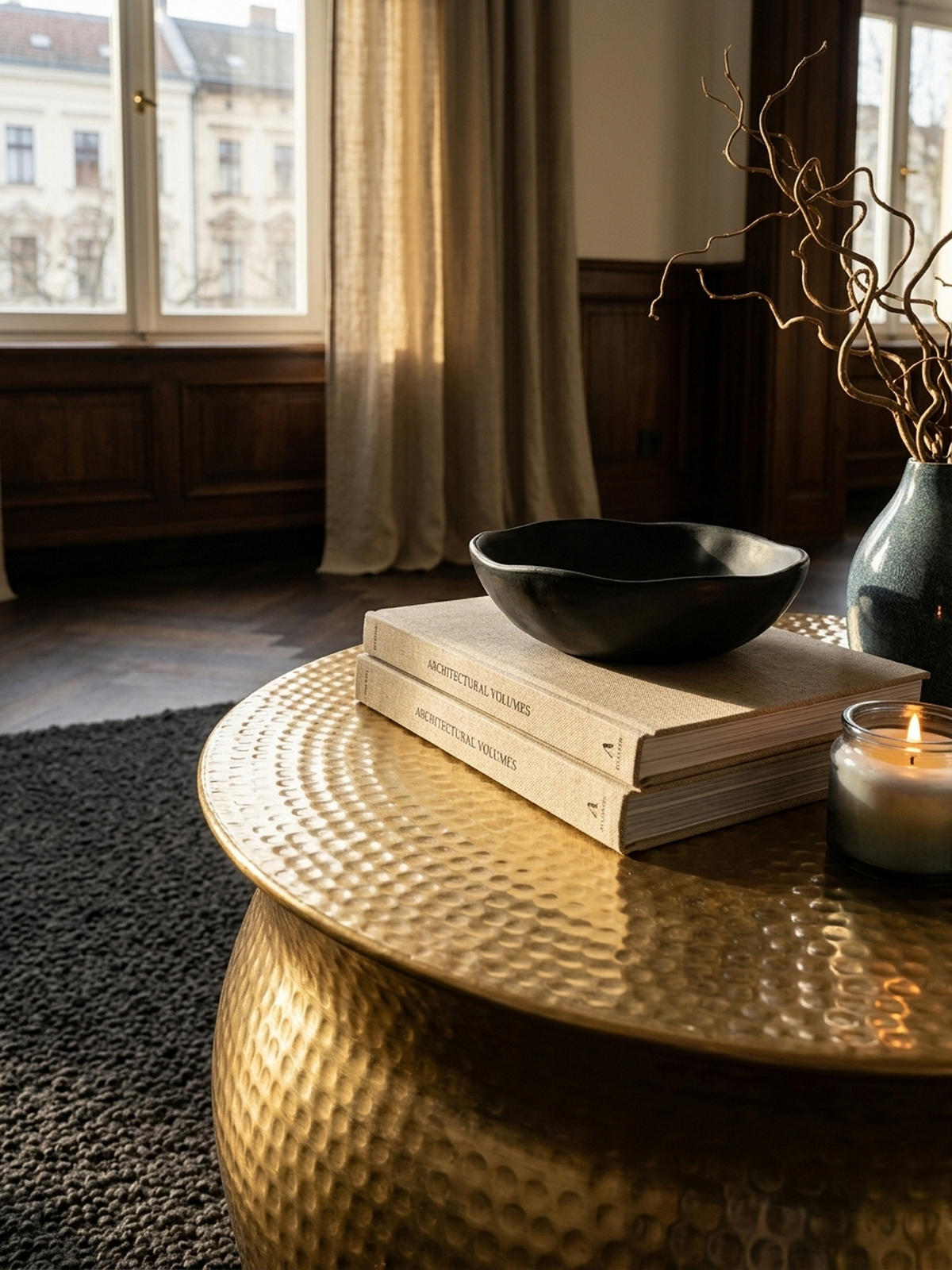 COUCHTISCH ENNS: Orientalisch, Hammerschlagstrukturen, Aluminium, Handgefertigt, Gold 60x60x30 cm - Goldfarben, Metall (60/60/30cm) - KADIMA DESIGN