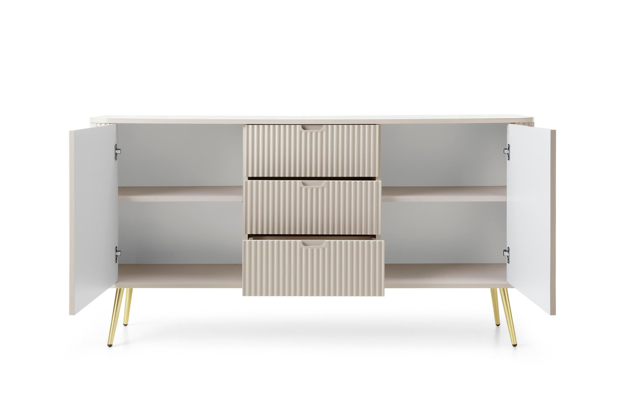 KOMMODE MODERNO 168/87/39 in Caschmir/Gold - Goldfarben/Creme, Holzwerkstoff (168/87/39cm) - Deine Möbel 24