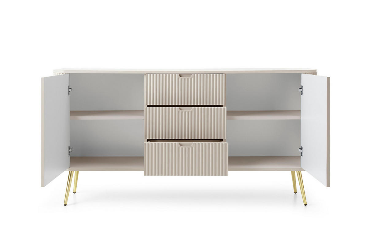 KOMMODE MODERNO 168/87/39 in Caschmir/Gold - Goldfarben/Creme, Holzwerkstoff (168/87/39cm) - Deine Möbel 24