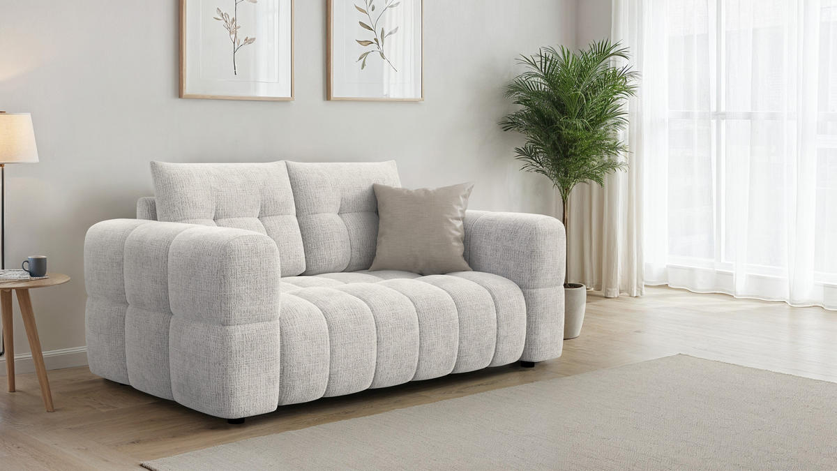 SOFA CLOUDI 2-Sitzer, creme - Creme/Schwarz, Holz/Textil (181/89/104cm) - Courtois Laville