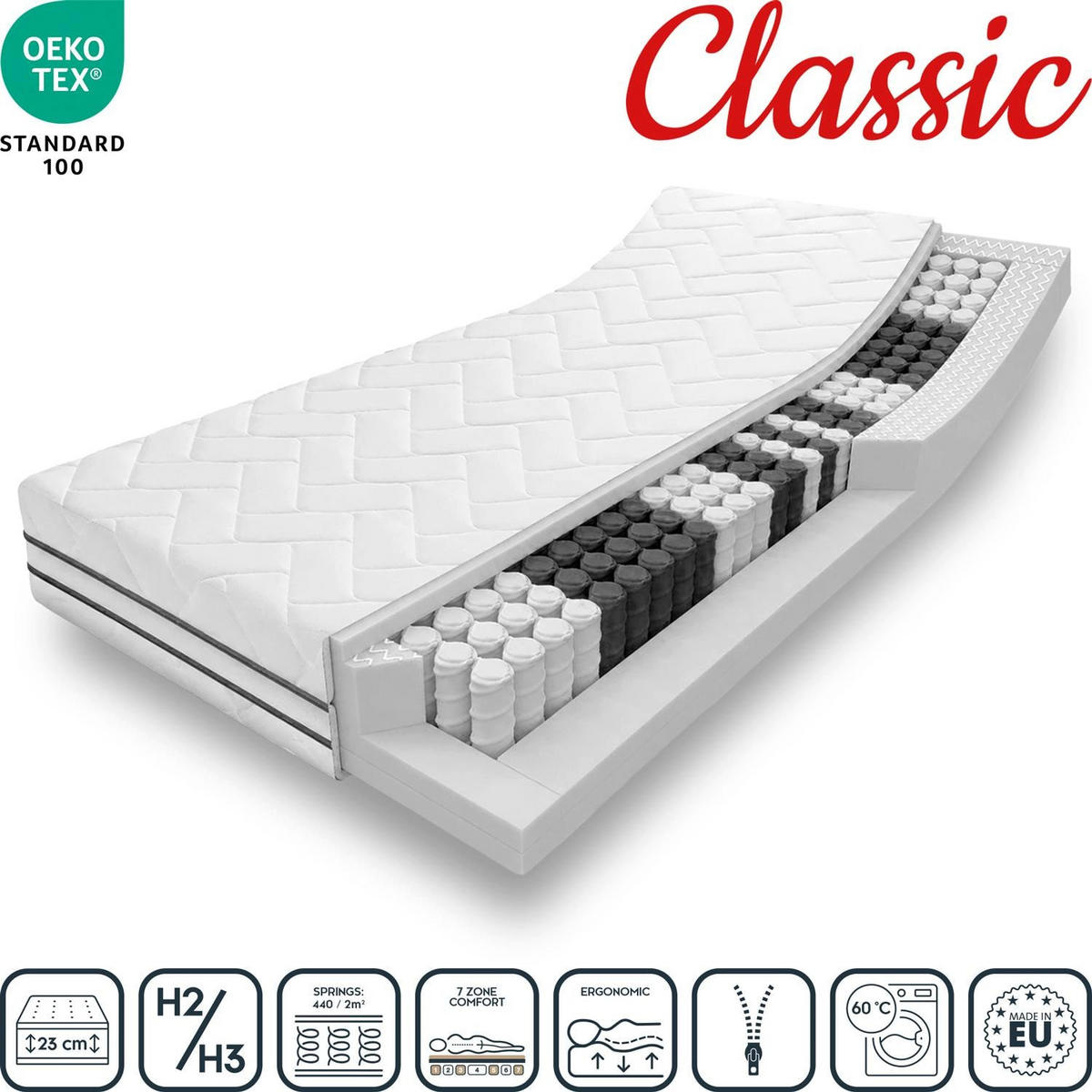 KOMFORTSCHAUMMATRATZE Classic 80x200 cm - Weiß, Textil (80/200cm) - Matratzen Discount