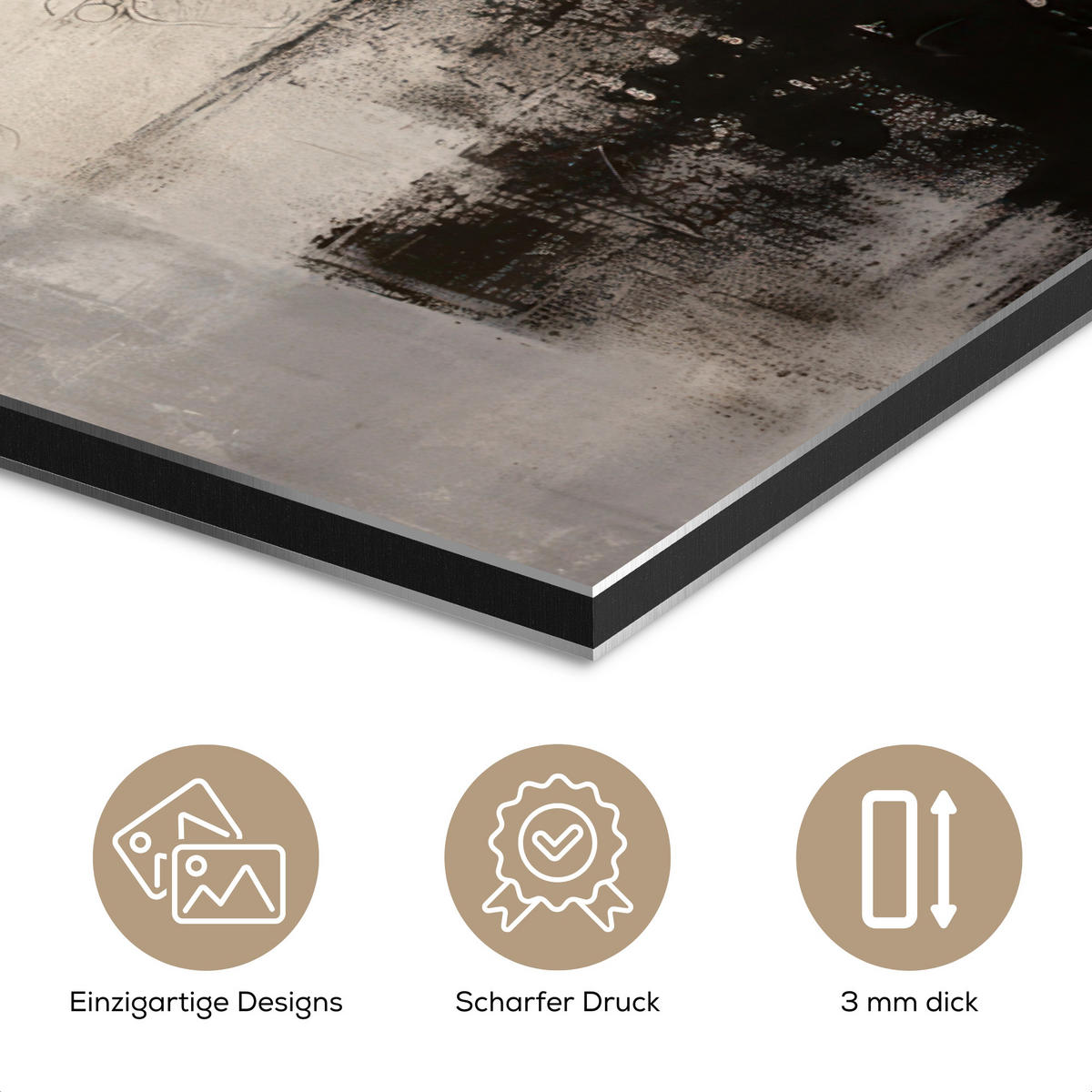 METALLBILD Abstrakt - Kunst - Grau 40x60 cm - Hellgrau, Metall (40/60cm) - MuchoWow