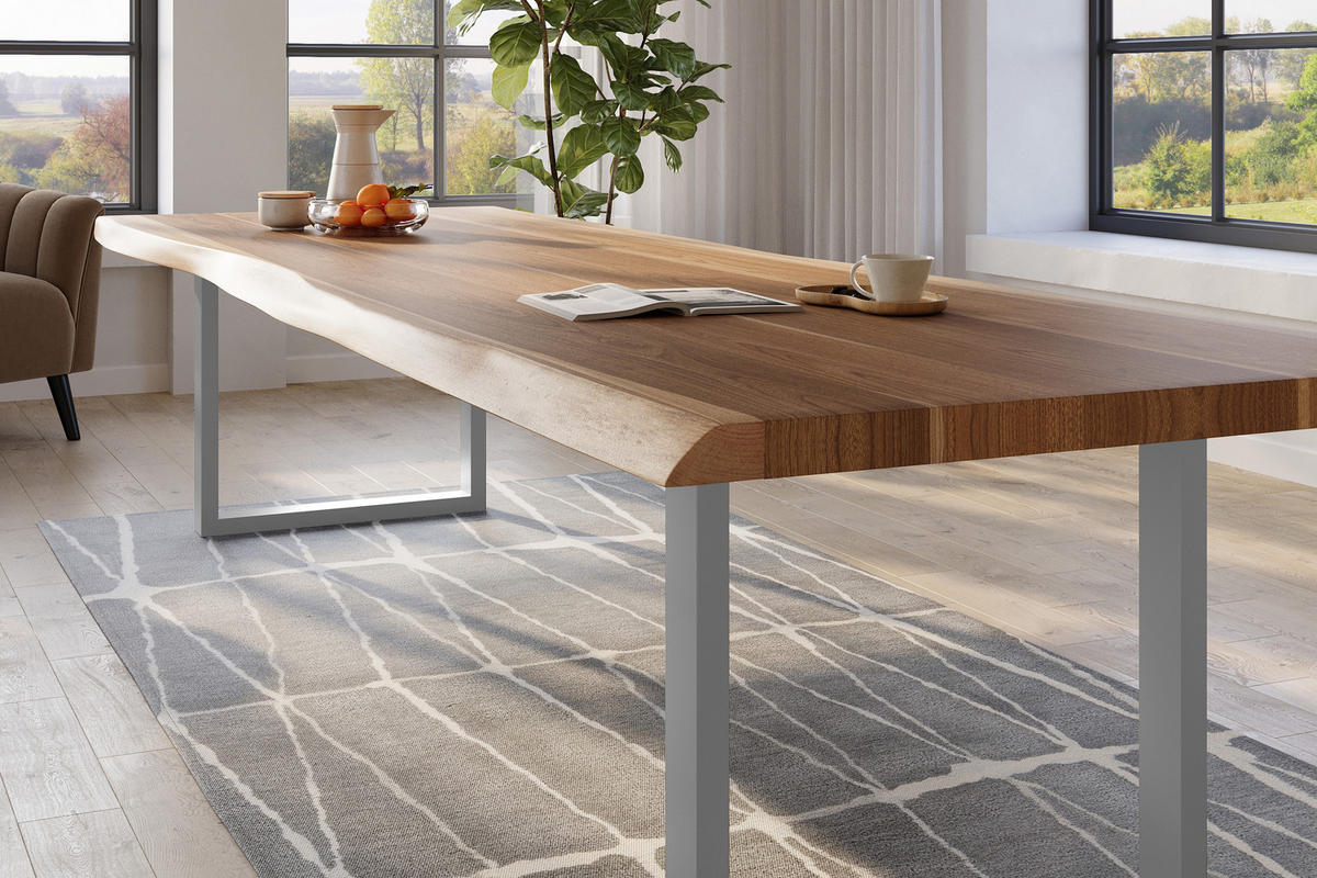 ESSTISCH TITAN - Beige/Silberfarben, Holz (120/350/79cm) - SAM