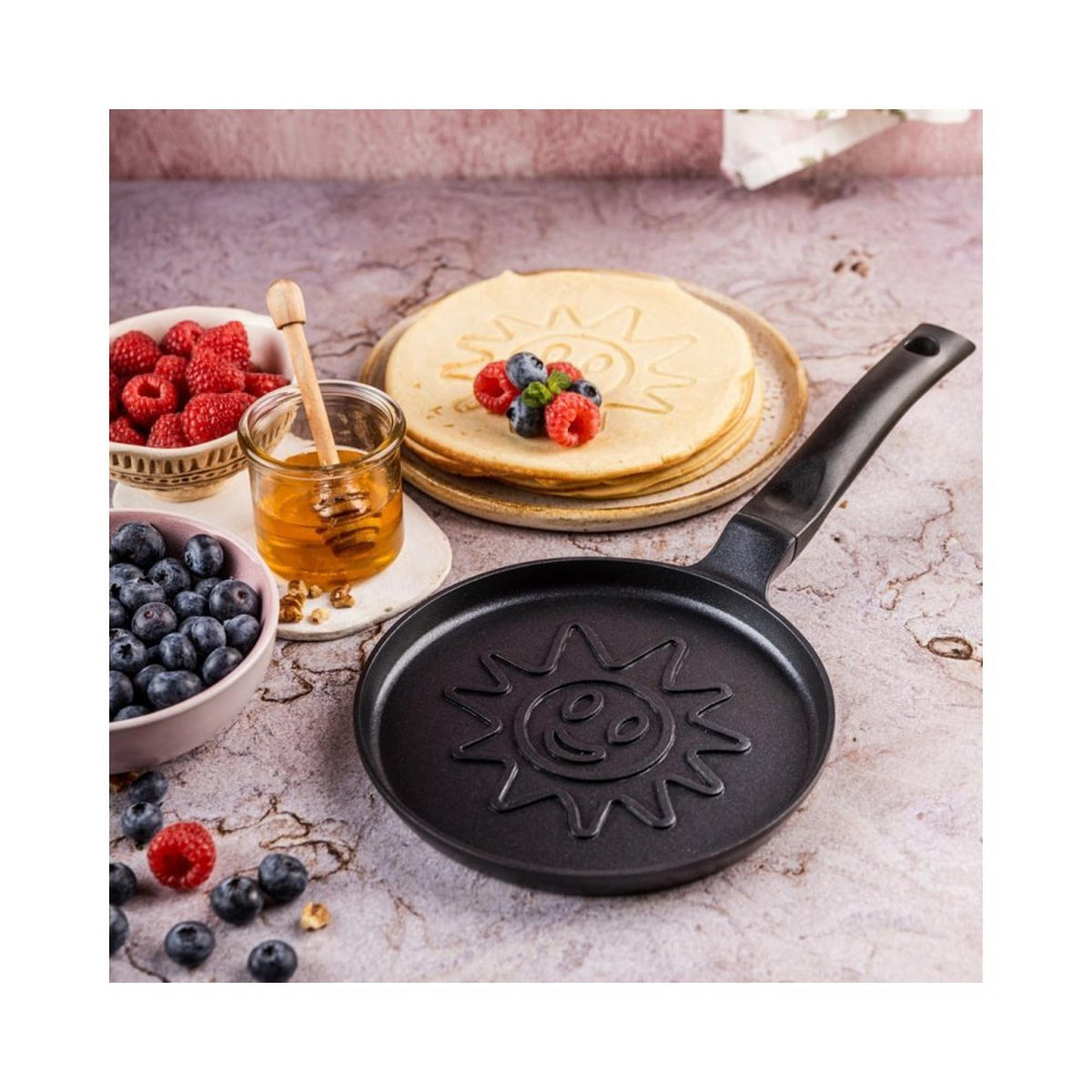 CRÊPEPFANNE Schwarz 18/18/1.8 cm 63855 - Schwarz, Metall (18cm) - Klausberg 