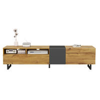 TV-LOWBOARD aus melaminbeschichteter Spanplatte 170x36,5x42 cm Naturholz/Dunkelgrau mit 3 Türen - Naturfarben, Holzwerkstoff (170/42/36.5cm) - IVMEU