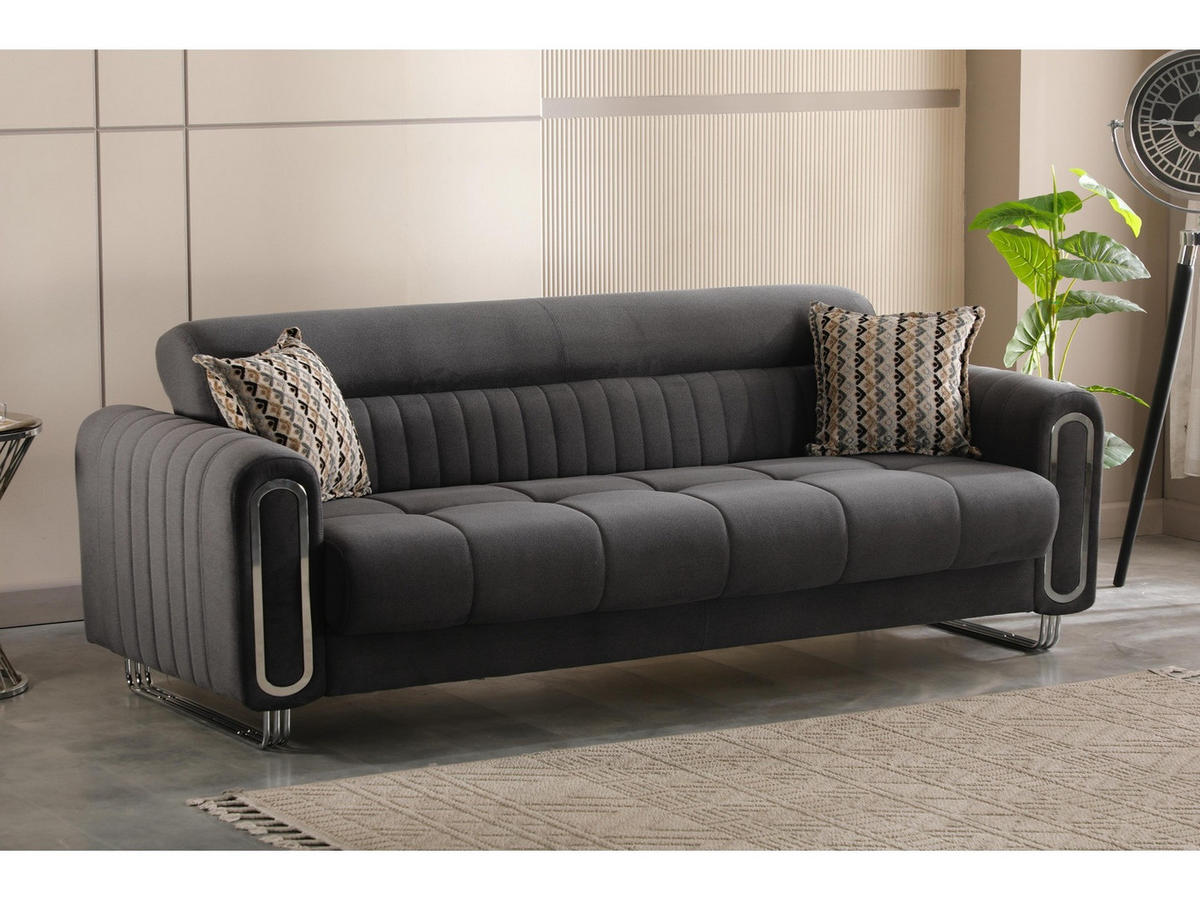 SITZGARNITUR Lima, Dunkelgrau Stellvariante 2+2+1 - Dunkelgrau, Holzwerkstoff/Metall (178/85/95cm)