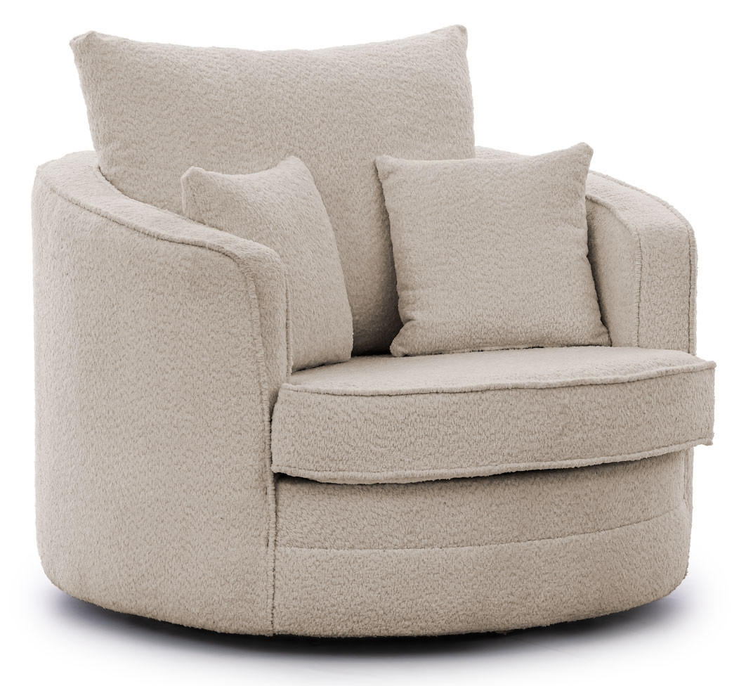 DREHSESSEL Ted aus Beige Boucle-Stoff - Beige/Schwarz, Holz/Textil (107/94/100cm) - S-Style Möbel