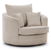 DREHSESSEL Ted aus Beige Boucle-Stoff - Beige/Schwarz, Holz/Textil (107/94/100cm) - S-Style Möbel