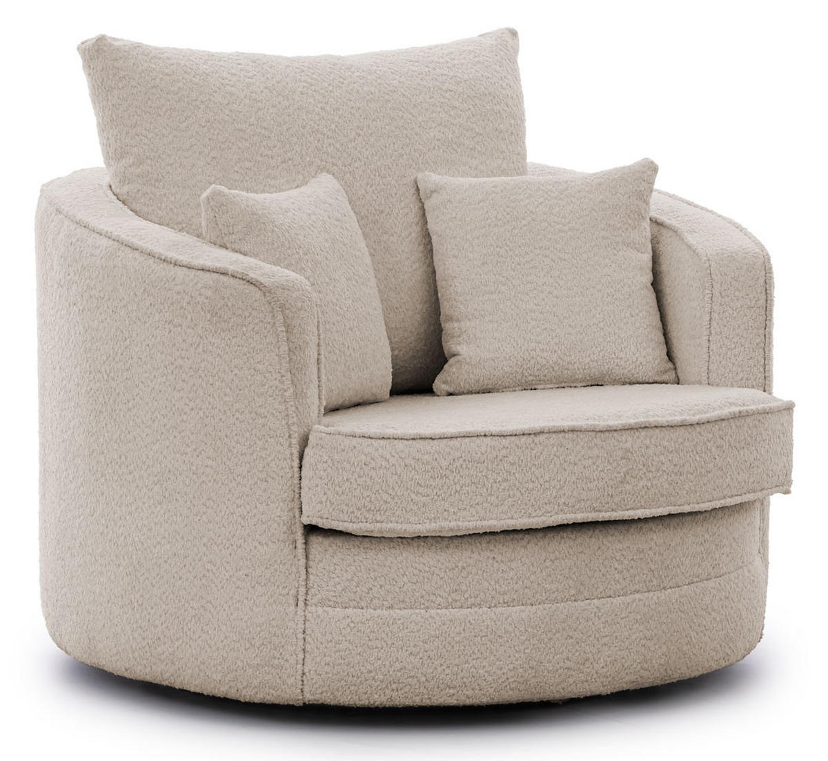 DREHSESSEL Ted aus Beige Boucle-Stoff - Beige/Schwarz, Holz/Textil (107/94/100cm) - S-Style Möbel