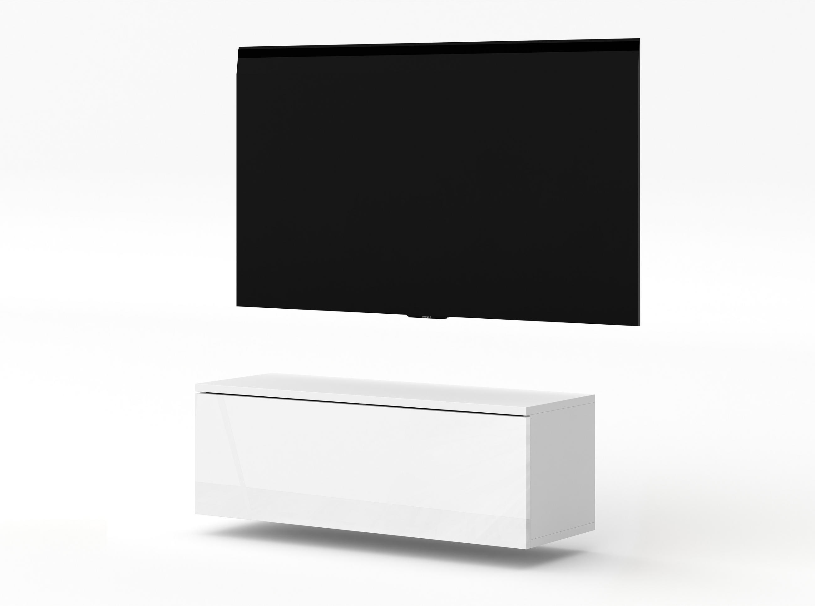 LOWBOARD Loriano 100 Weiß Matt, Hochglanz 100/34/32 cm – TV Lowboard zum Hängen - Weiß, Holzwerkstoff/Kunststoff (100/34/32cm) - AX Living