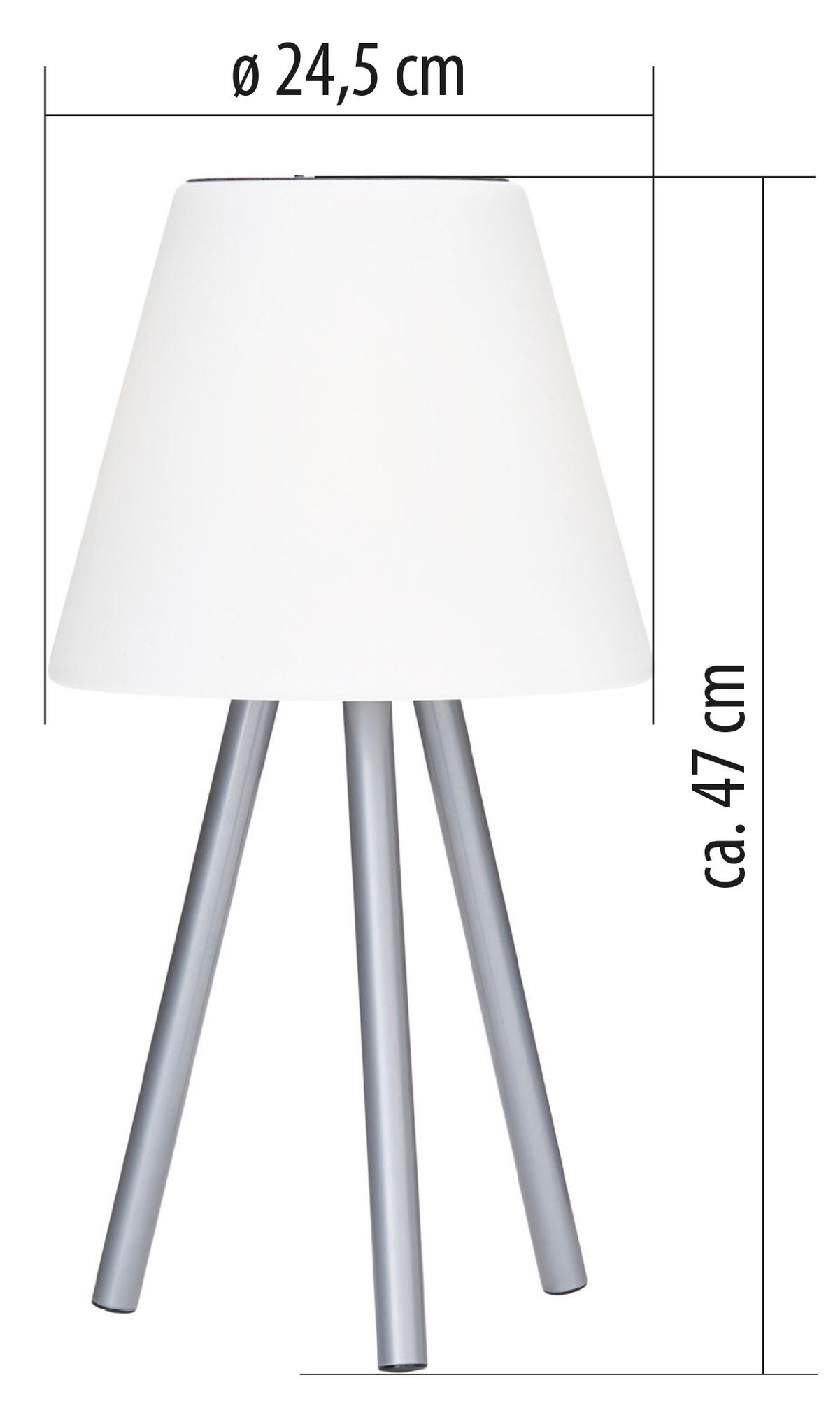 LED Lampe mit Solar Panel und integriertem Akku kabellos 14h Laufzeit USB - Weiß, Kunststoff (24.5/24.5/47cm) - Northpoint