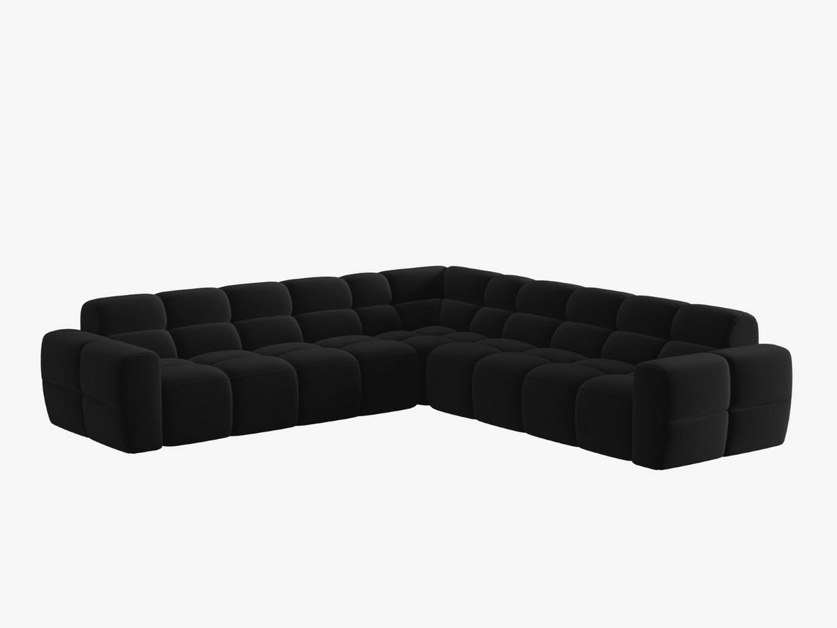 ECKSOFA Lisa aus Samt schwarz 5 Sitzplätze - Schwarz, Textil (310/310cm) - Micadoni