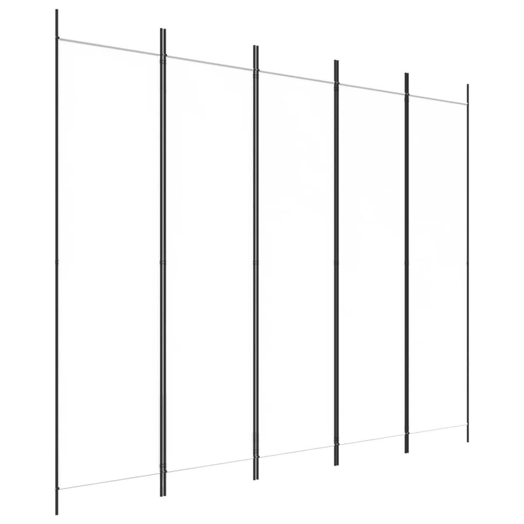 PARAVENT 5-teilig Weiss 250/200 Cm Stoff - Weiß, Textil (250/200/0.1cm) - vidaXL