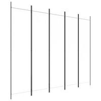 PARAVENT 5-teilig Weiss 250/200 Cm Stoff - Weiß, Textil (250/200/0.1cm) - vidaXL