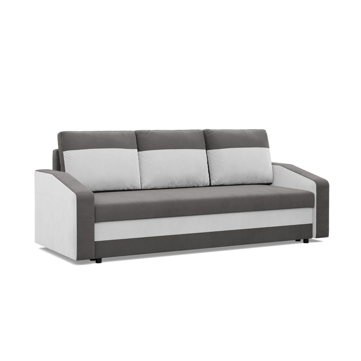 SOFA 3-SITZER MIT SCHLAFFUNKTION ORION, Grau + Weiß - Weiß/Grau, Textil (220/85/92cm)