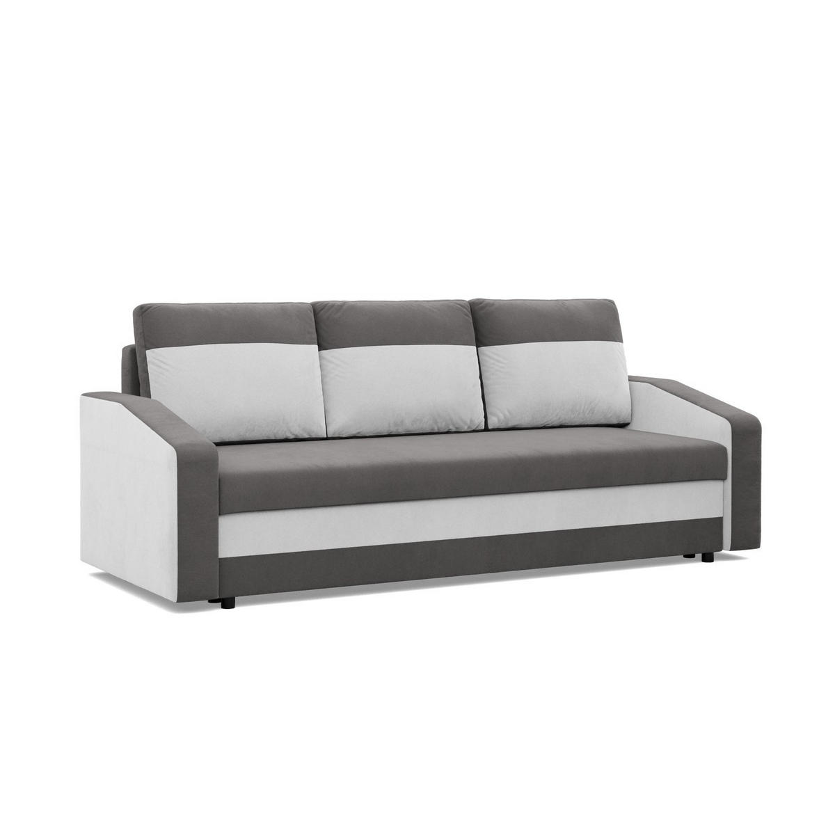 SOFA 3-SITZER MIT SCHLAFFUNKTION ORION, Grau + Weiß - Weiß/Grau, Textil (220/85/92cm)