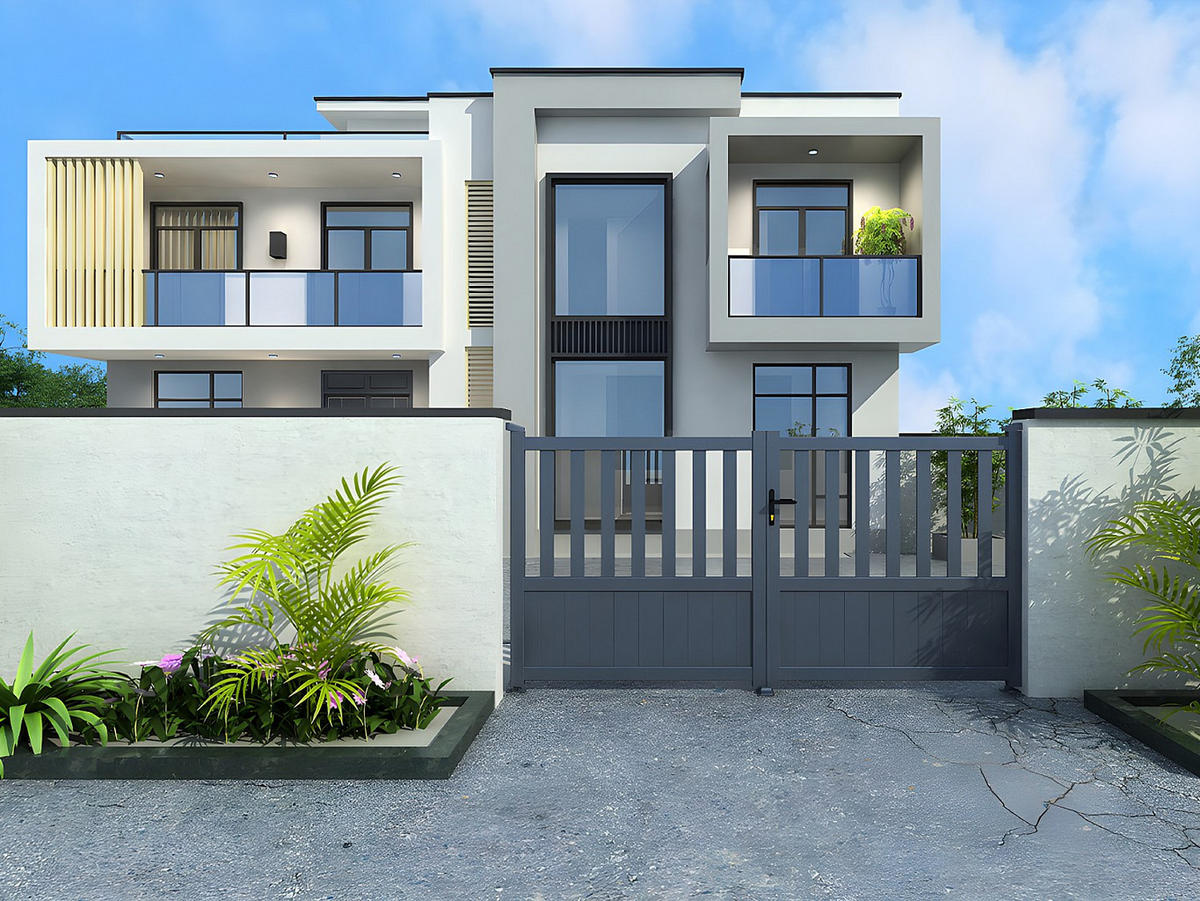 FLÜGELTOR - 315.1cm x 4.5cm - Aluminium - anthrazitgrau - TARNOS II - Anthrazit, Metall (315.1/140cm) - Vente-Unique