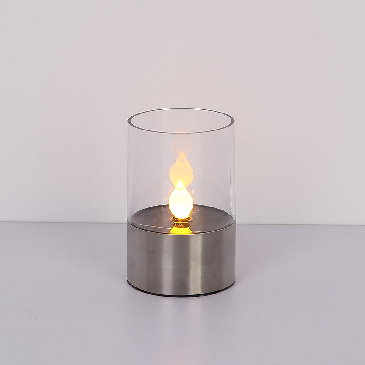 LED AUSSENLEUCHTE Edelstahl Silber Feuereffekt 4er Set - Silberfarben, Metall (7.5/7.5/11cm) - Globo Lighting