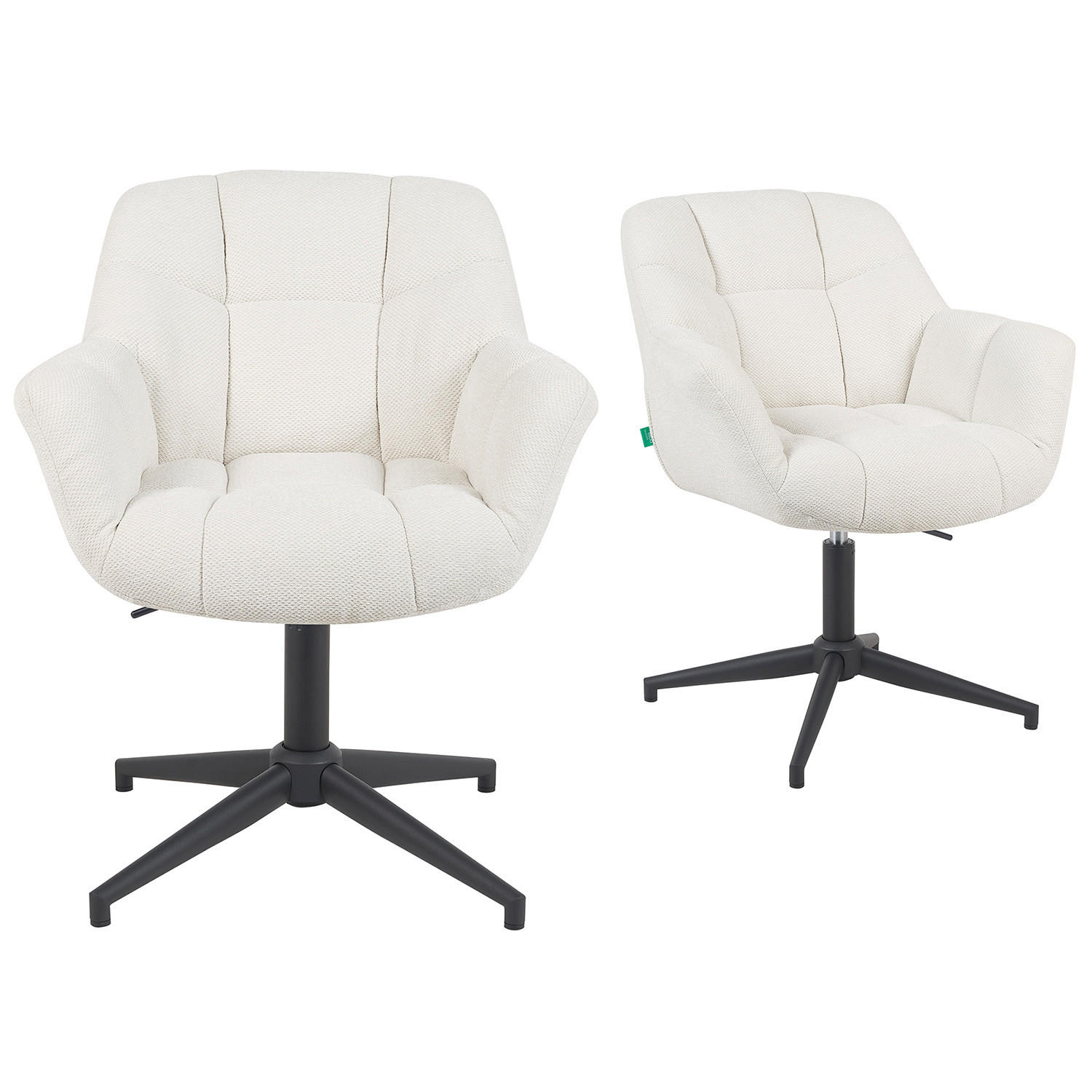 BÜROSTUHL Mika-Nala - Creme/Schwarz, Textil/Metall (65/78/66cm) - DUBI Möbel