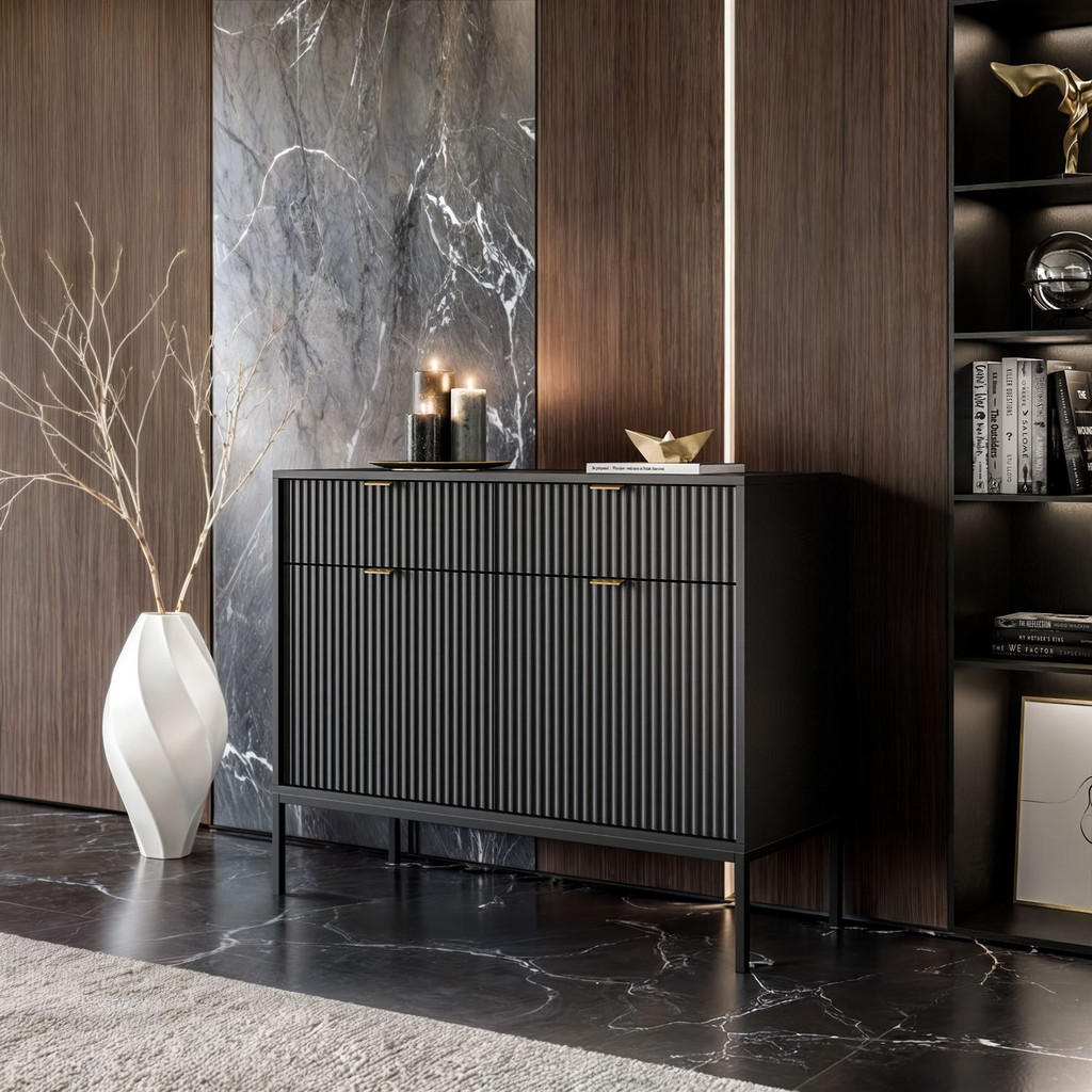 Thumbnail - Lookway Kommode, Schwarz, Holzwerkstoff, 104x83x39 cm, Wohnzimmer, Kommoden & Sideboards, Kommoden