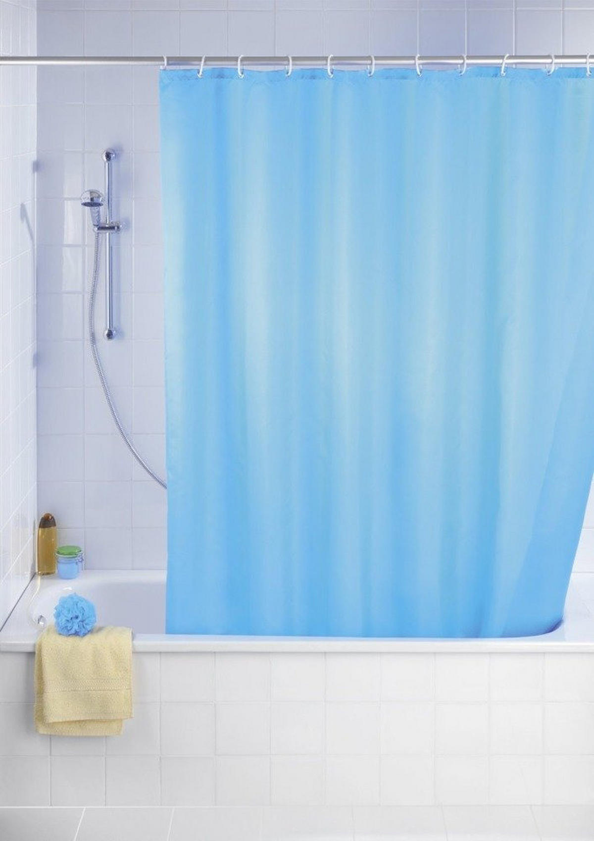 DUSCHVORHANG Textil hellblau 180/200 cm - Blau, Textil (180/0.1cm) - Wenko