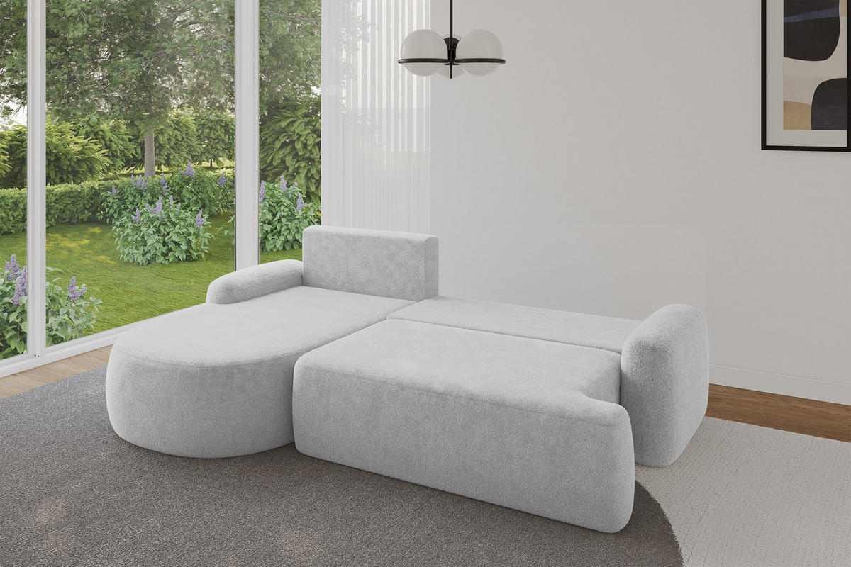 ECKSOFA mit Schlaffunktion und Bettkasten LIRA-L - 264x172x89 Hellgrau - Hellgrau, Holzwerkstoff/Textil (264/172cm) - ALTDECOR