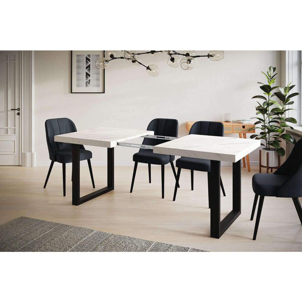 Thumbnail - Alpi-Möbel Esszimmertisch, Hellgrau, Schwarz, Holzwerkstoff, Rechteckig, U-Form, 80x77x120 cm, Esszimmer, Tische, Esstis...