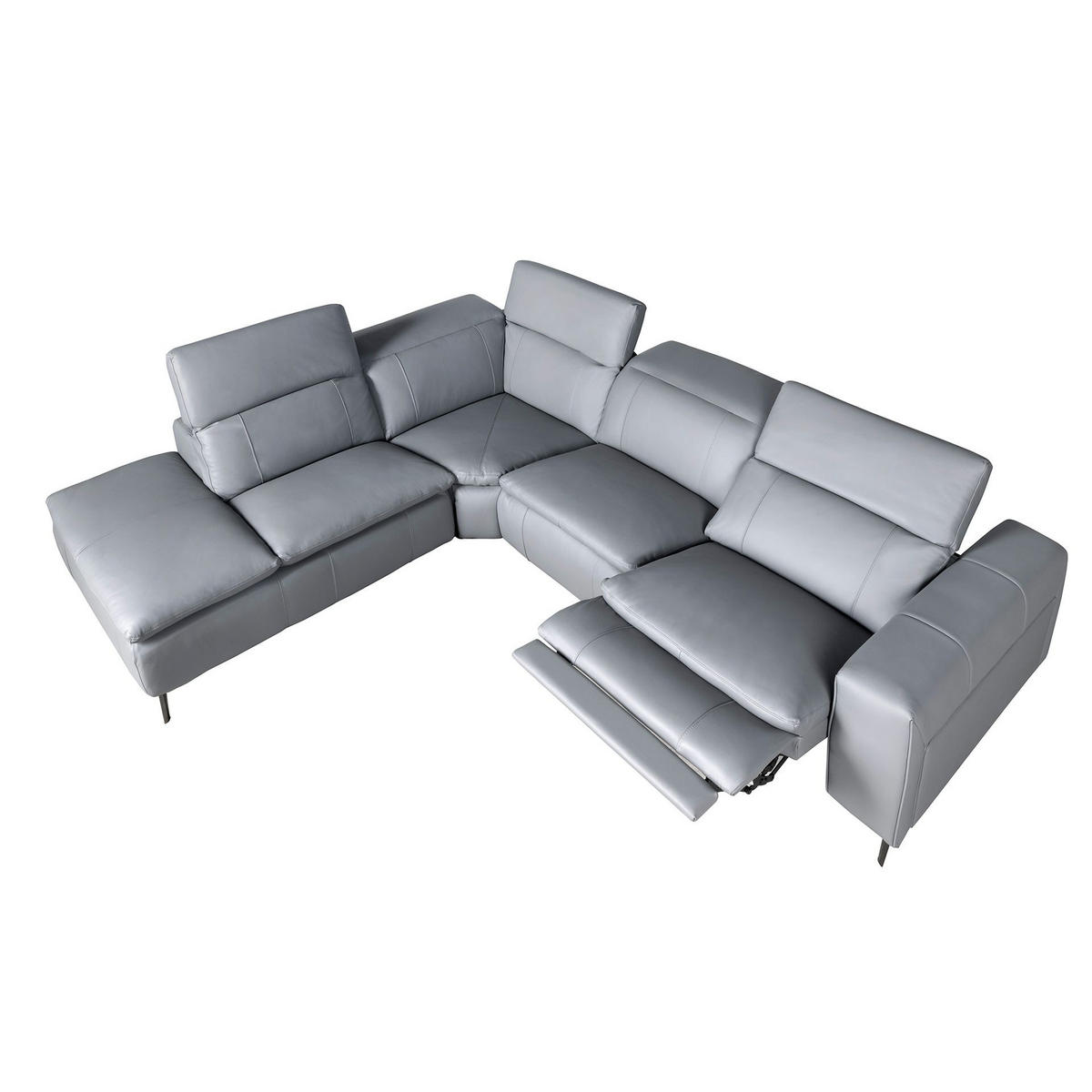 ECKSOFA Ecke Grau Geschwärzter Stahl 330/224/100 cm - Grau, Leder (330/224cm) - ANGEL CERDA
