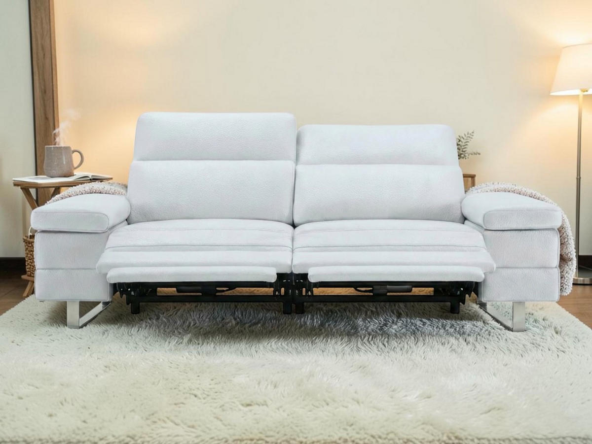 3-SITZER Sofa Virage Echtleder mit 2 x Relaxfunktion Weiß - Weiß, Leder/Metall (212/75/109cm)