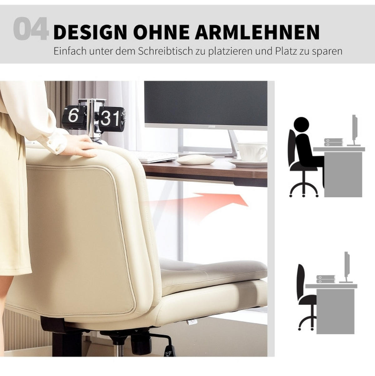 DREHSTUHL höhenverstellbar 63 x 67 x 83-93 cm Leather Beige - Beige, Kunststoff (63/93/67cm) - Meubliv