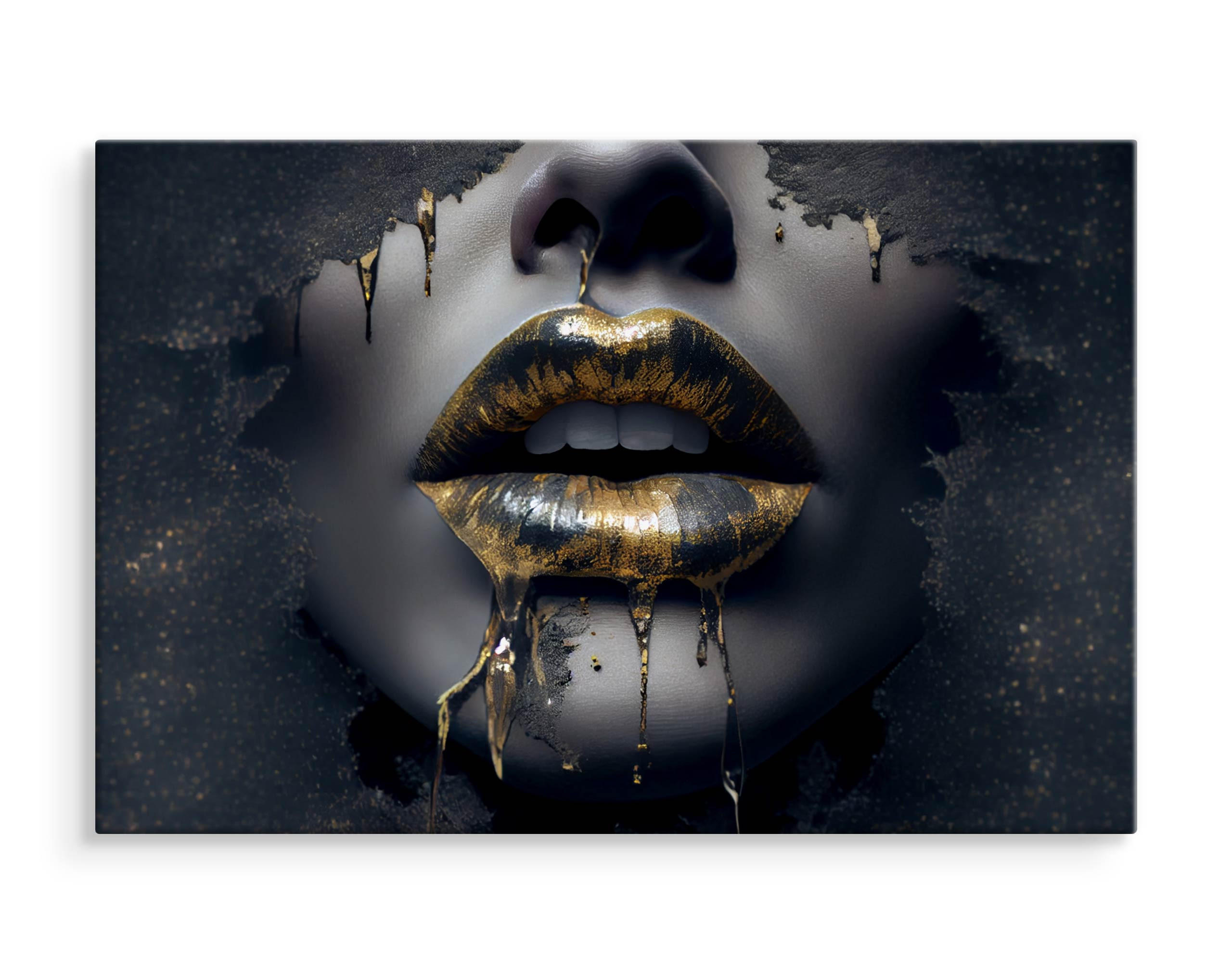 Thumbnail - Muralo Leinwandbild, Schwarz, Gold, Textil, Abstrakt, Rechteckig, 90x60 cm, Bilder und Zubehör, Wandbilder, Leinwandbild...