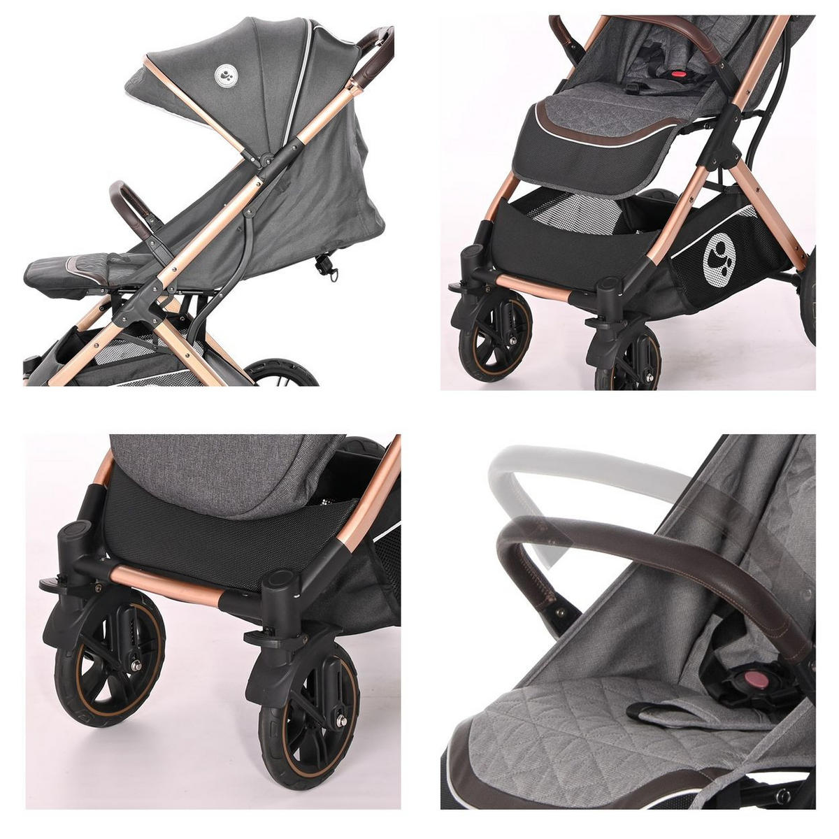 KINDERWAGEN Storm grau/schwarz Buggy, Fußabdeckung, PU-Räder, Sonnendach, verstellbar - Schwarz, Metall (90/54/109cm) - Lorelli
