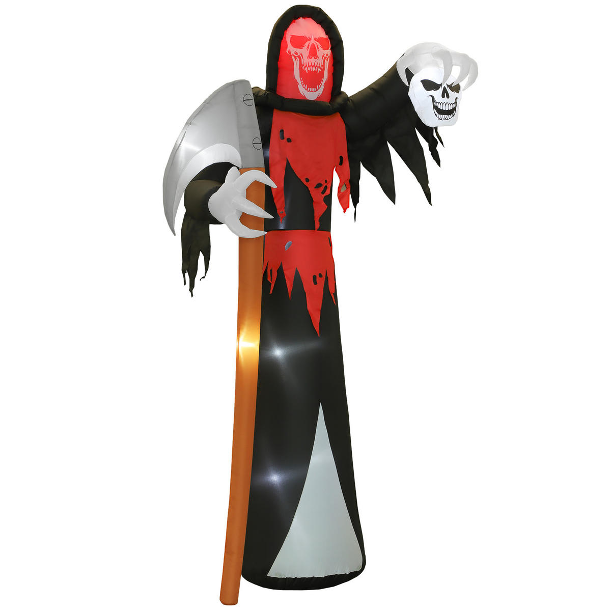 HALLOWEENDEKO DE-42089 3,7 m Sensenmann mit LED - Schwarz, Kunststoff (205/370/115cm) - ComfortXL