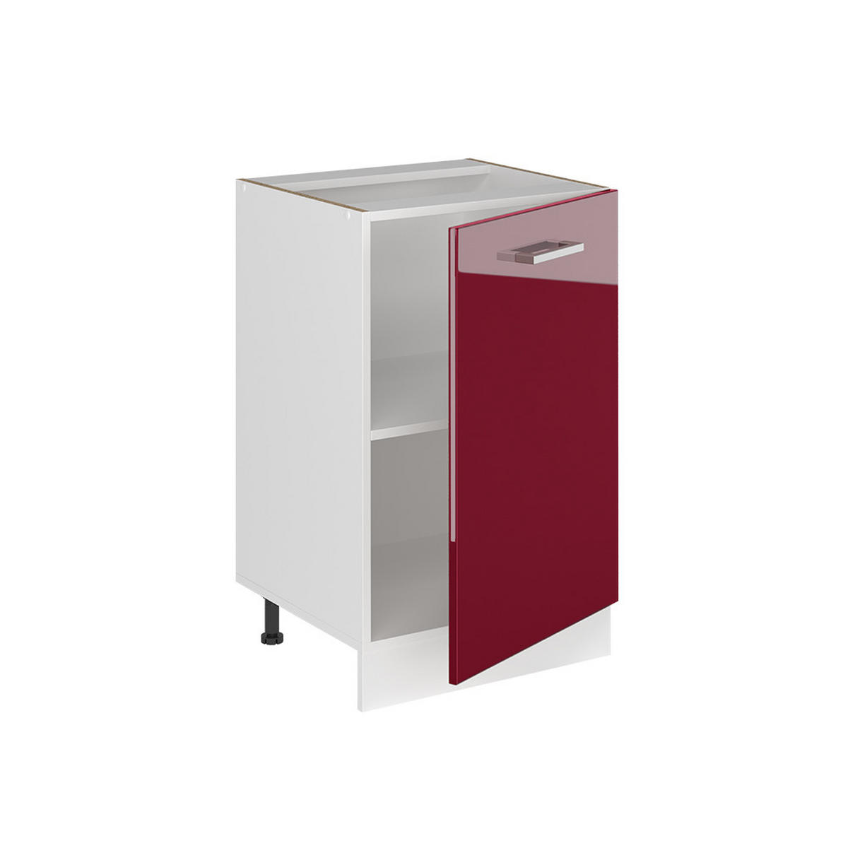 KÜCHENUNTERSCHRANK R-Line, Rot Hochglanz/Weiß, 50 cm Arbeitsplatte Goldkraft Eiche - Rot/Weiß, Holzwerkstoff (50/81.6/60cm) - Vicco