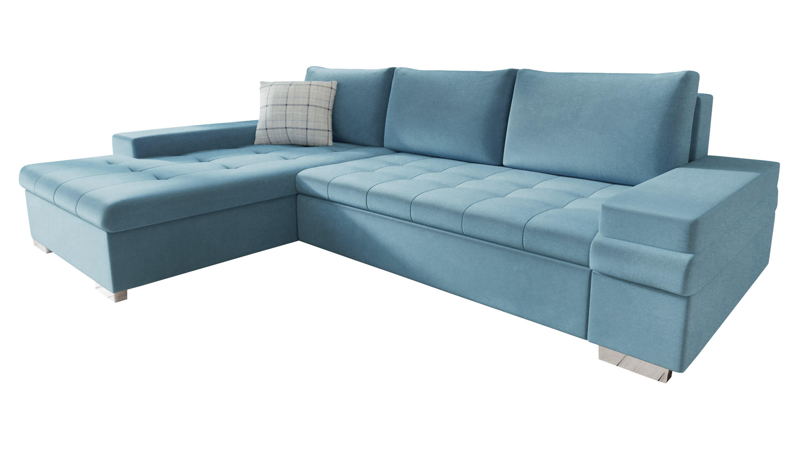 ECKSOFA Bangkok Mini - Blau/Silberfarben, Holz/Textil (274/182cm) - MIRJAN24