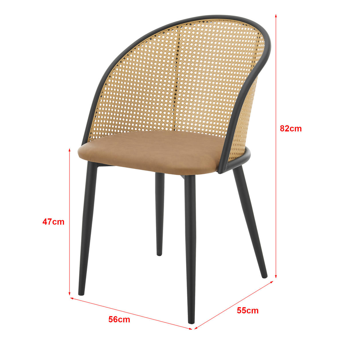 ESSZIMMERSTUHL Gagnef 2er Set - Braun, Metall (56/82/55cm) - [en.casa]