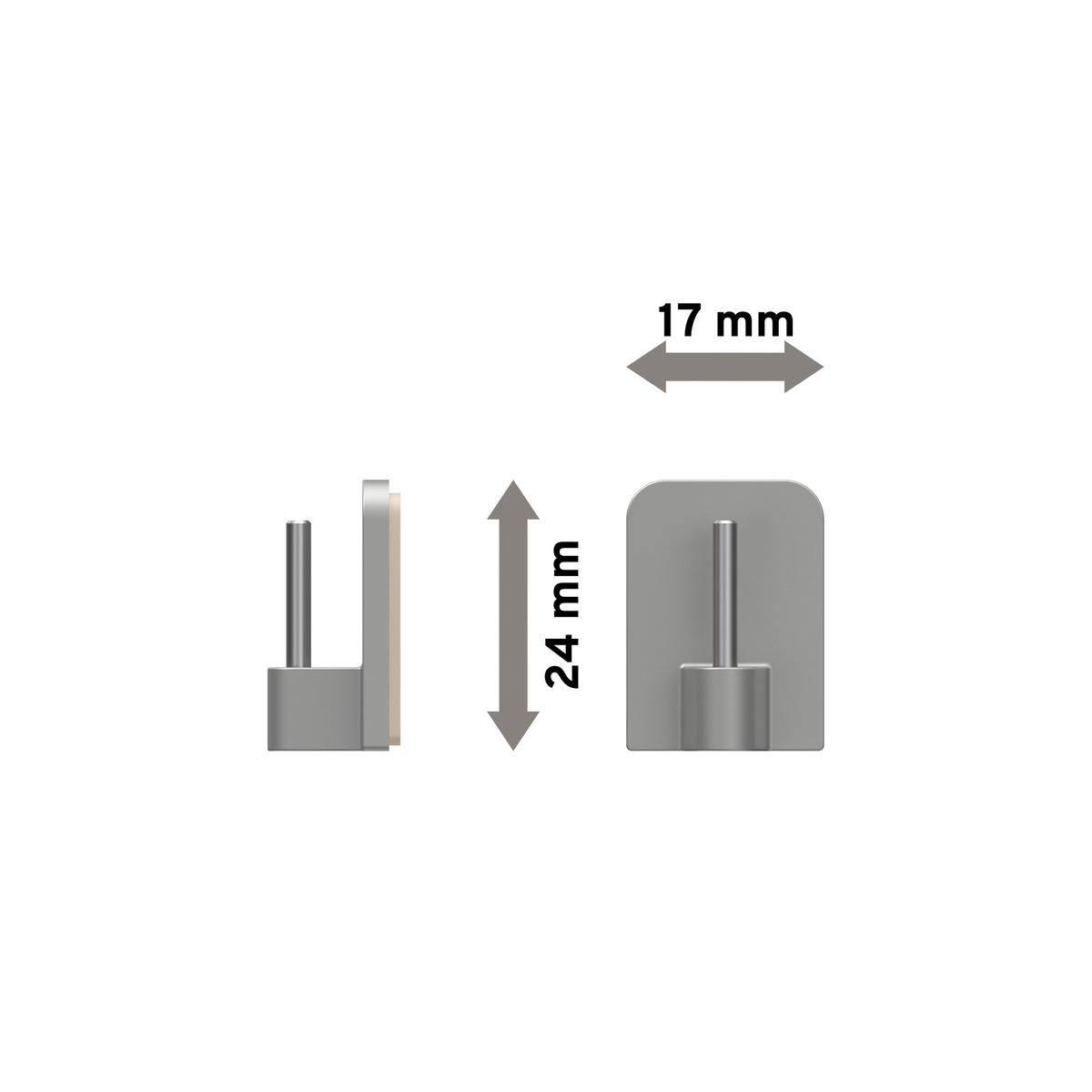 KLEBEHAKEN MIT METALLSTIFT für Vitragestangen, Silbergrau, Packung 4 Stück - Alufarben, Kunststoff/Metall (1.7/2.4/1.2cm) - INTERDECO