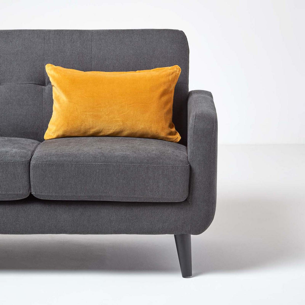 KISSENHÜLLE Baumwollsamt senfgelb 30/50 cm - Dunkelgelb, Textil (30/50cm) - Homescapes