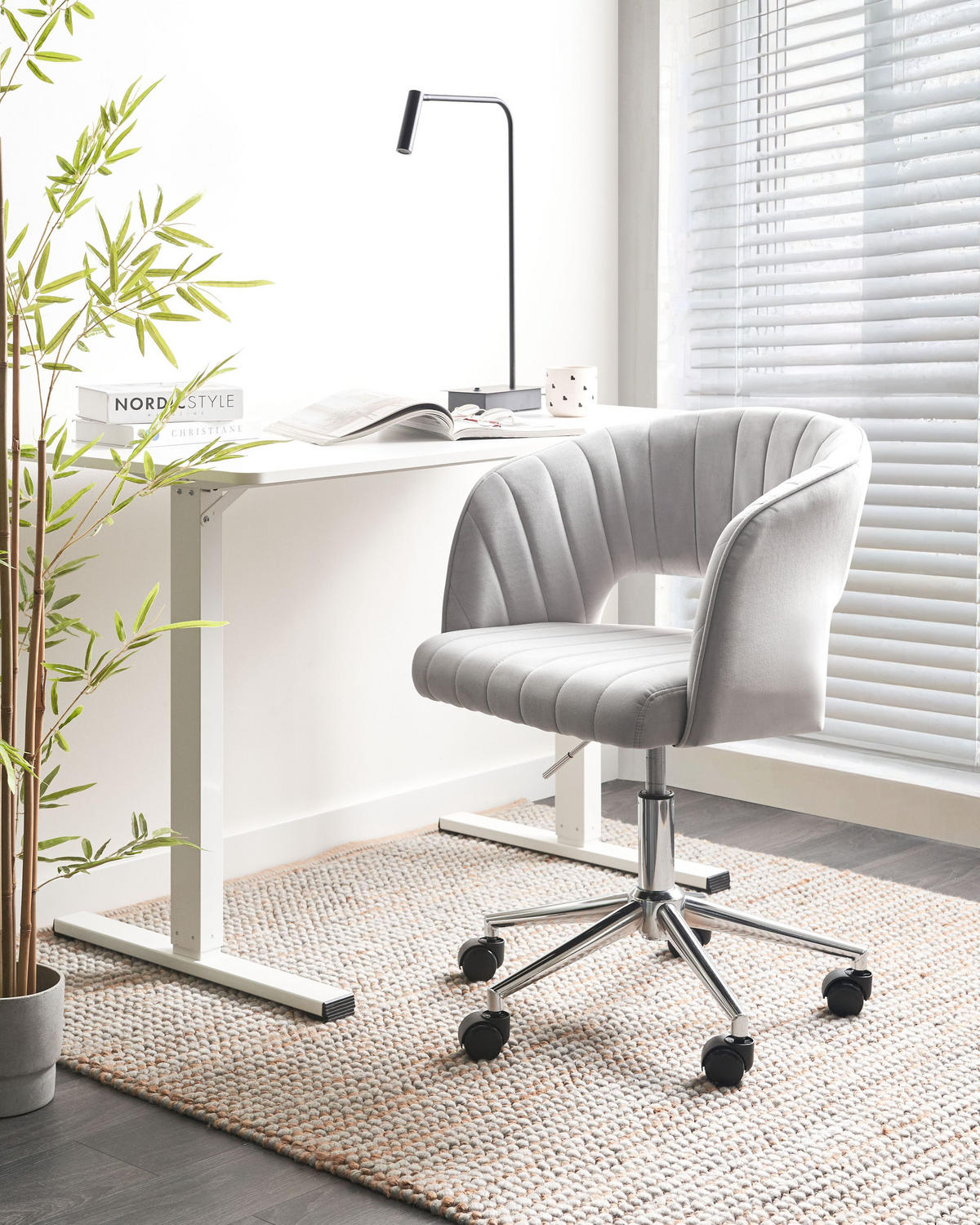 BÜROSTUHL Hellgrau Katonah - Silberfarben/Hellgrau, Textil (57/78/57cm) - Beliani