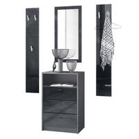 GARDEROBE Pino Schwarz Hochglanz - Schwarz Hochglanz, Holzwerkstoff (135/190/36cm) - Vladon