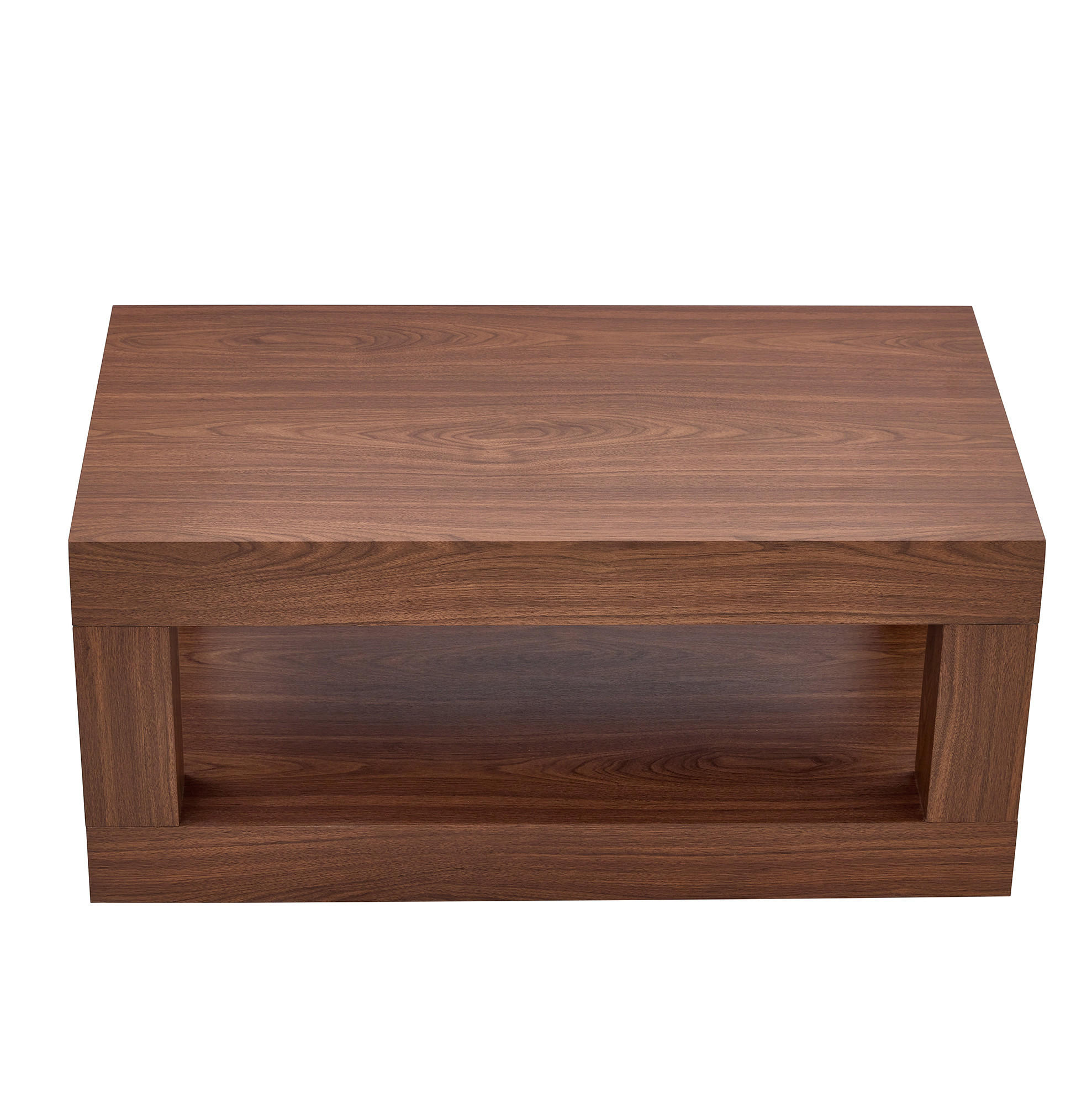 COUCHTISCH 93/53/46 cm mit 2 Ebenen, offenem Ablagefach und bodenschonenden Filzgleitern, Walnussfarben - Walnussfarben, Holzwerkstoff (93/53/46cm) - Redom