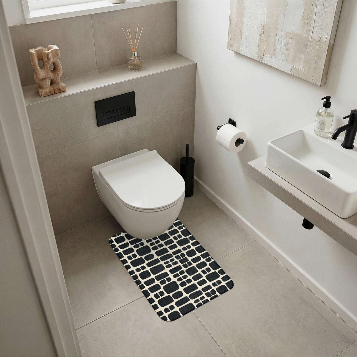 WC PŘEDLOŽKA Moderní - organické - černé 40x60 cm - antracitová, textil/plast (40/1cm) - OnlyWow