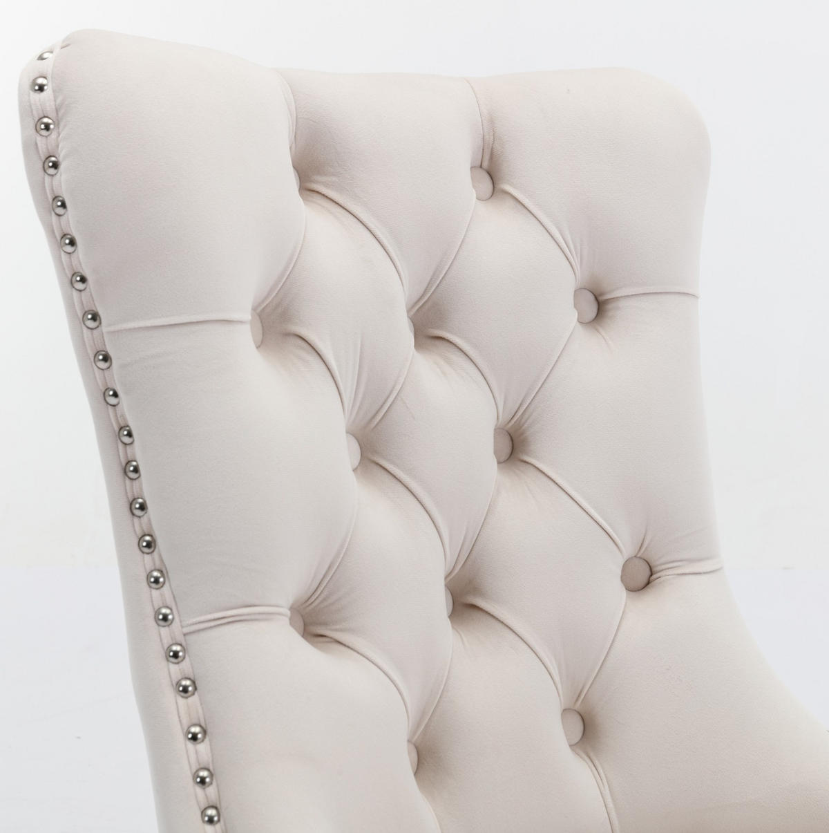 ESSZIMMERSTUHL 2er-Set hohe Rückenlehne Samt Beige - Beige, Metall (50/95/65cm) - Meubliv