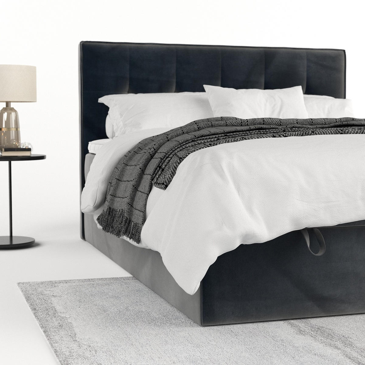 BOXBETT Tivra 180/200 cm Anthrazit im Paros Stoff - Anthrazit/Schwarz, Holz/Holzwerkstoff (180/200cm) - AltaBeds