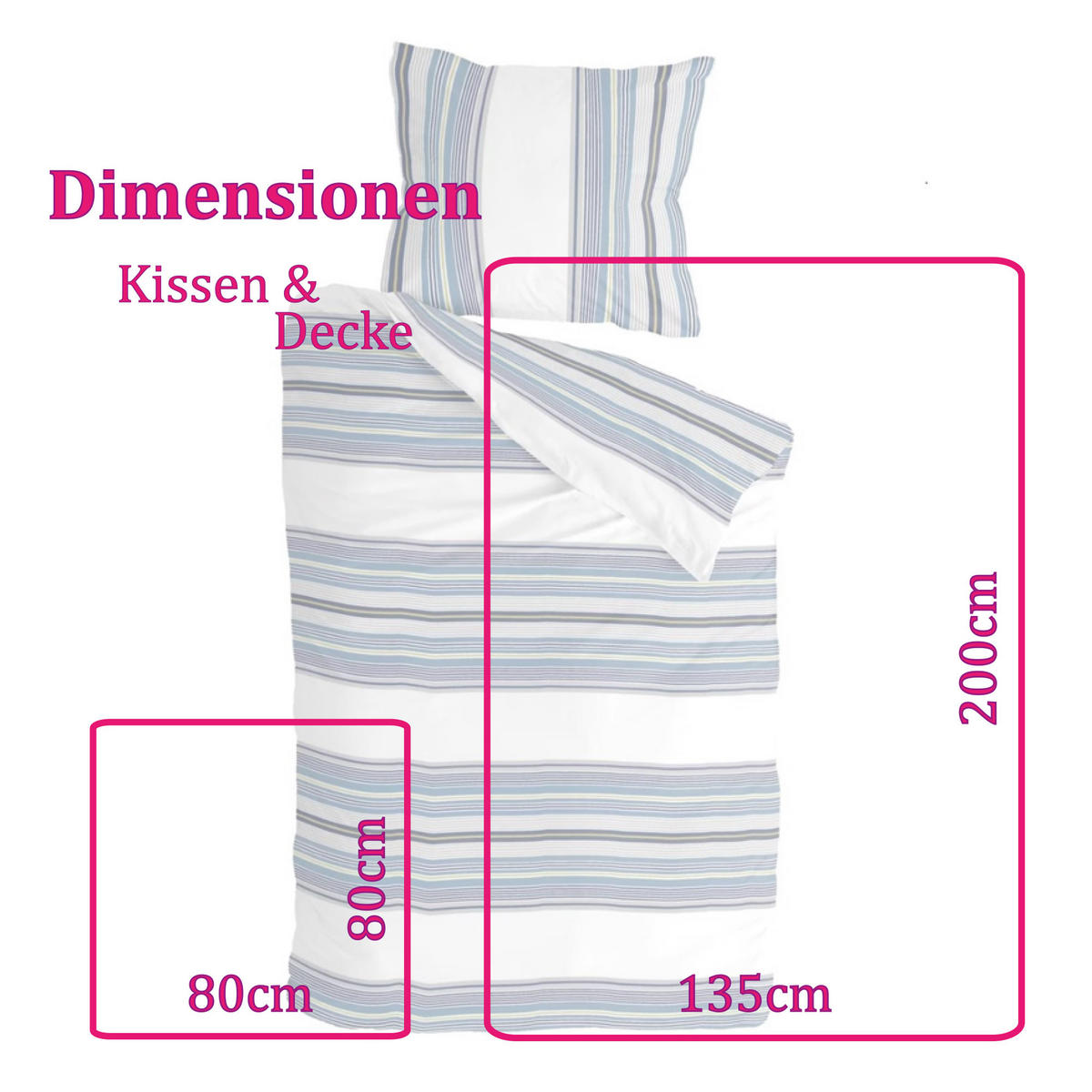 BETTWÄSCHE Byrklund 2-teilig 135x200/80x80cm Two Ways White/Blue - Pastellblau, Naturmaterialien (135/200cm)