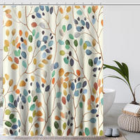 DUSCHVORHANG floral Polyester wasserdicht waschbar schimmelresistent mit Haken Badezimmer - Multicolor, Textil (180/180cm) - MCBOSON