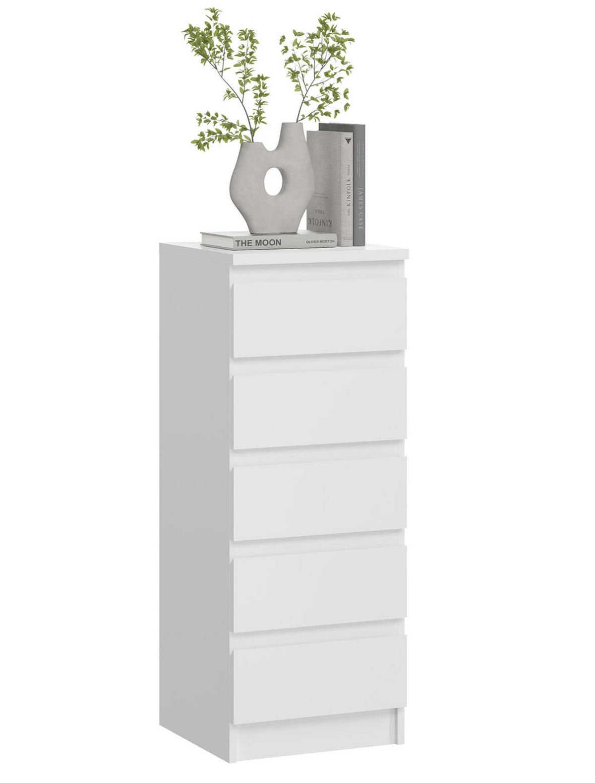 KOMMODE City weiß 40 / 40 / 104cm - Weiß, Holz/Holzwerkstoff (40/104/40cm) - Feldmann-Wohnen