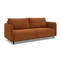 3-SITZER SOFA mit Schlaffunktion Samt Stoff Orange - Terra cotta/Schwarz, Holz/Textil (226/90/92cm) - Makamii